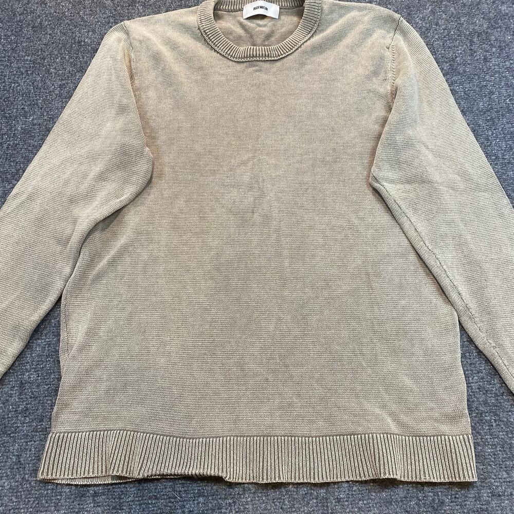 Buck Mason Seafarer Cotton Rib Crewneck Knit Pullover Sweater Beige Mens Large